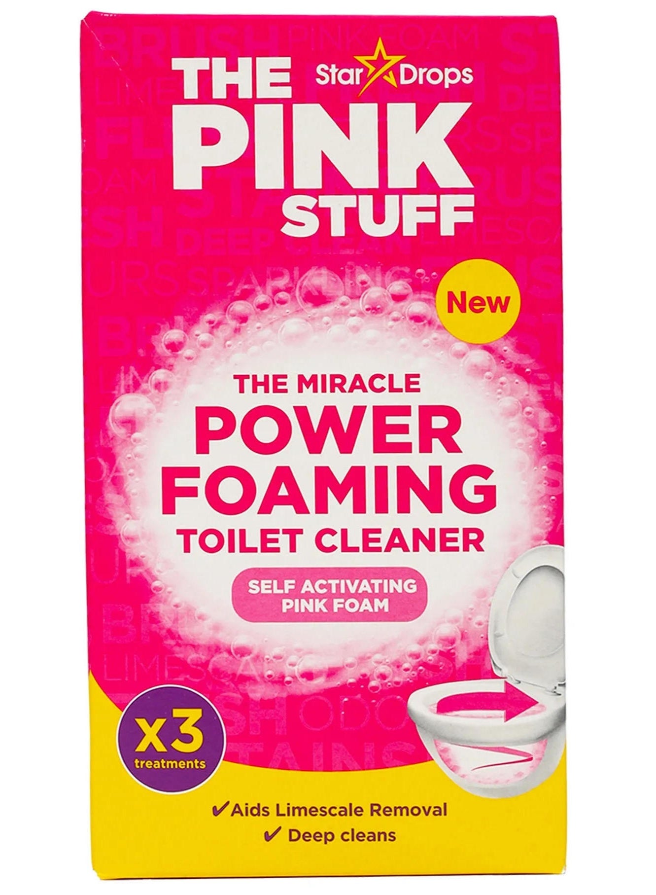 Stardrops The Pink Stuff The Miracle Power Foaming Toilet Cleaner 3 Treatments Self Activating Pink Foam 300 Grams